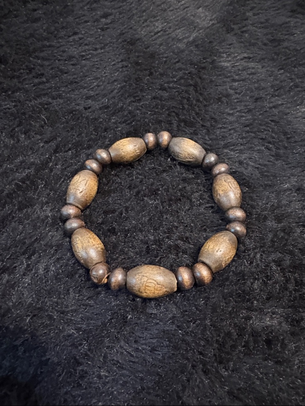 Wood Bead Stretch Bracelet in Brown